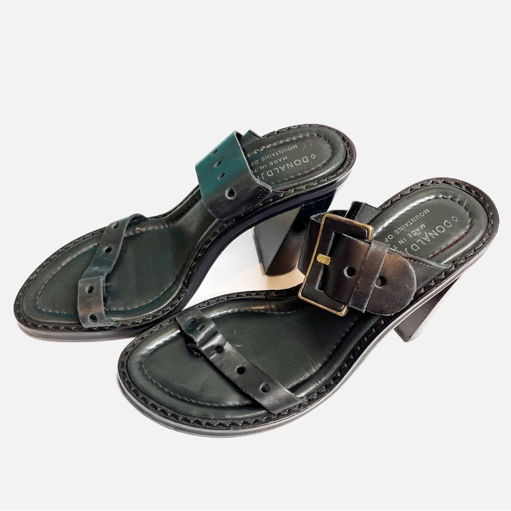 DONALD J PLINER | Slides Sandals Black Heels Buckle Italy